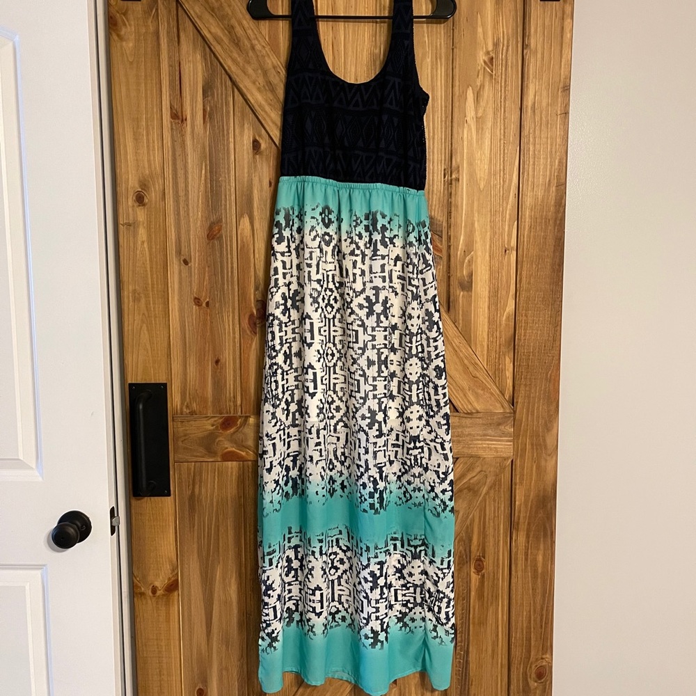 Navy and mint maxi dress
